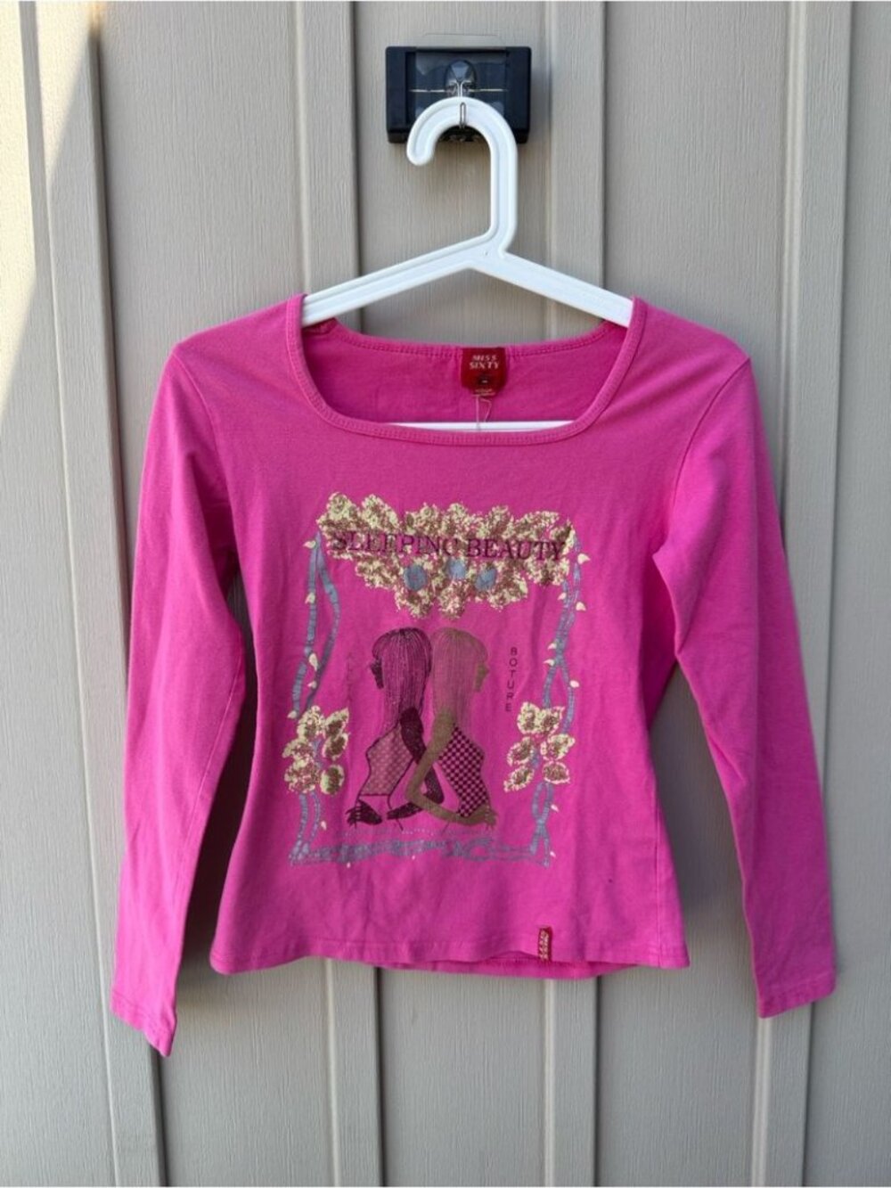 Miss Sixty Y2K Pink Long-Sleeve Graphic Top
